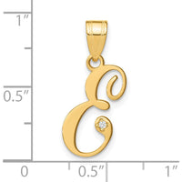 14K Yellow Gold Script Letter E Pendant with Diamond - 0.01 Carat Total Diamond Weight by Oro Pregiato