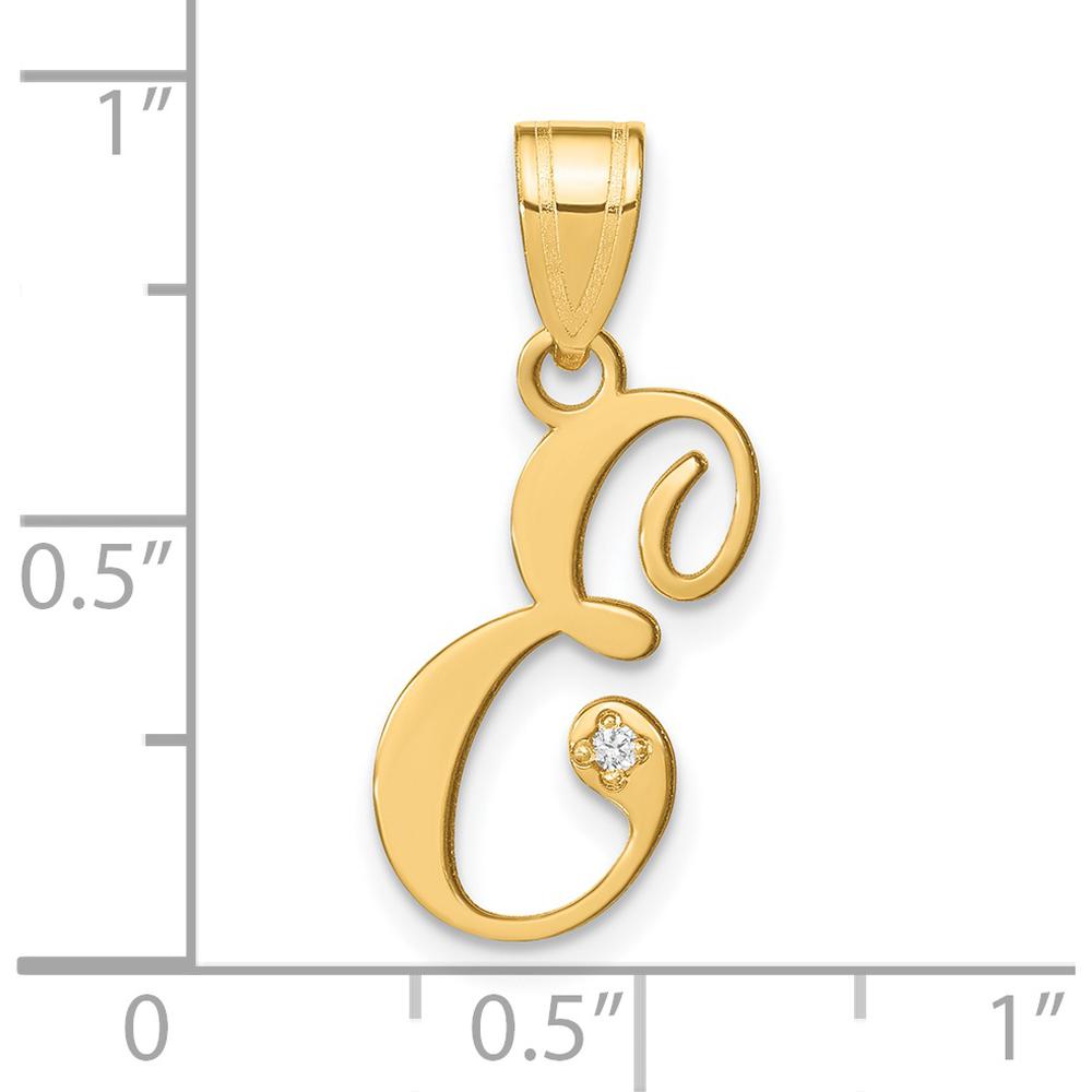 14K Yellow Gold Script Letter E Pendant with Diamond - 0.01 Carat Total Diamond Weight by Oro Pregiato