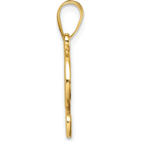 14K Yellow Gold Script Letter F Initial Pendant - Polished Finish, 24mm Length by Oro Pregiato