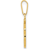 14K Yellow Gold Script Letter F Initial Pendant - Polished Finish by Oro Pregiato