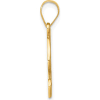 14K Yellow Gold Script Letter F Pendant with Diamond Accent - 0.01 Carat Diamond by Oro Pregiato