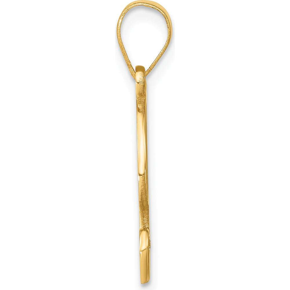 14K Yellow Gold Script Letter F Pendant with Diamond Accent - 0.01 Carat Diamond by Oro Pregiato