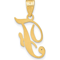 14K Yellow Gold Script Letter F Pendant with Diamond Accent - 0.01 Carat Diamond by Oro Pregiato