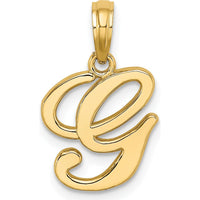 14K Yellow Gold Script Letter G Initial Pendant - Personalized Charm for Necklace by Oro Pregiato