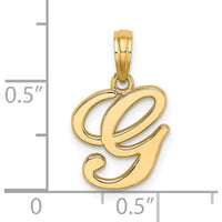 14K Yellow Gold Script Letter G Initial Pendant - Personalized Charm for Necklace by Oro Pregiato