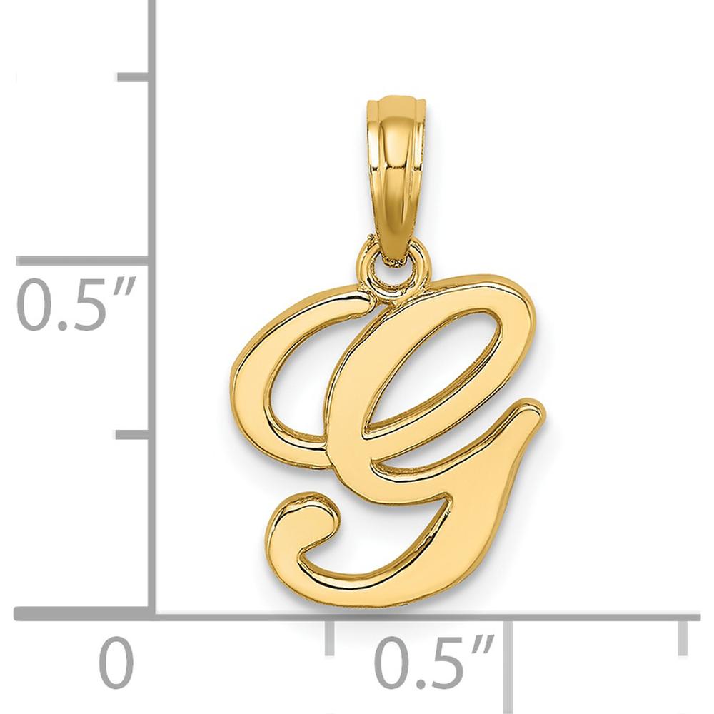 14K Yellow Gold Script Letter G Initial Pendant - Personalized Charm for Necklace by Oro Pregiato