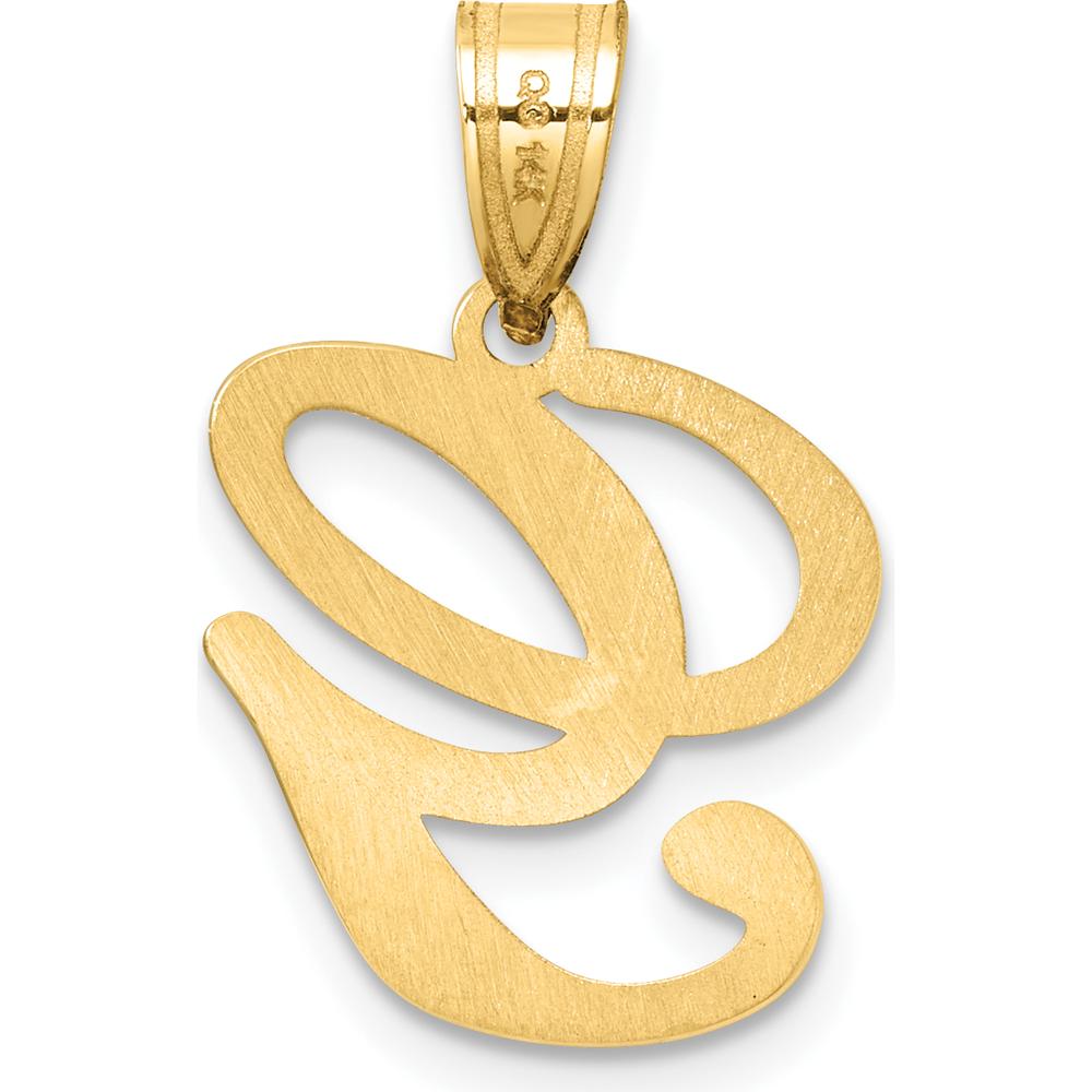 14K Yellow Gold Script Letter G Initial Pendant - Personalized Charm by Oro Pregiato