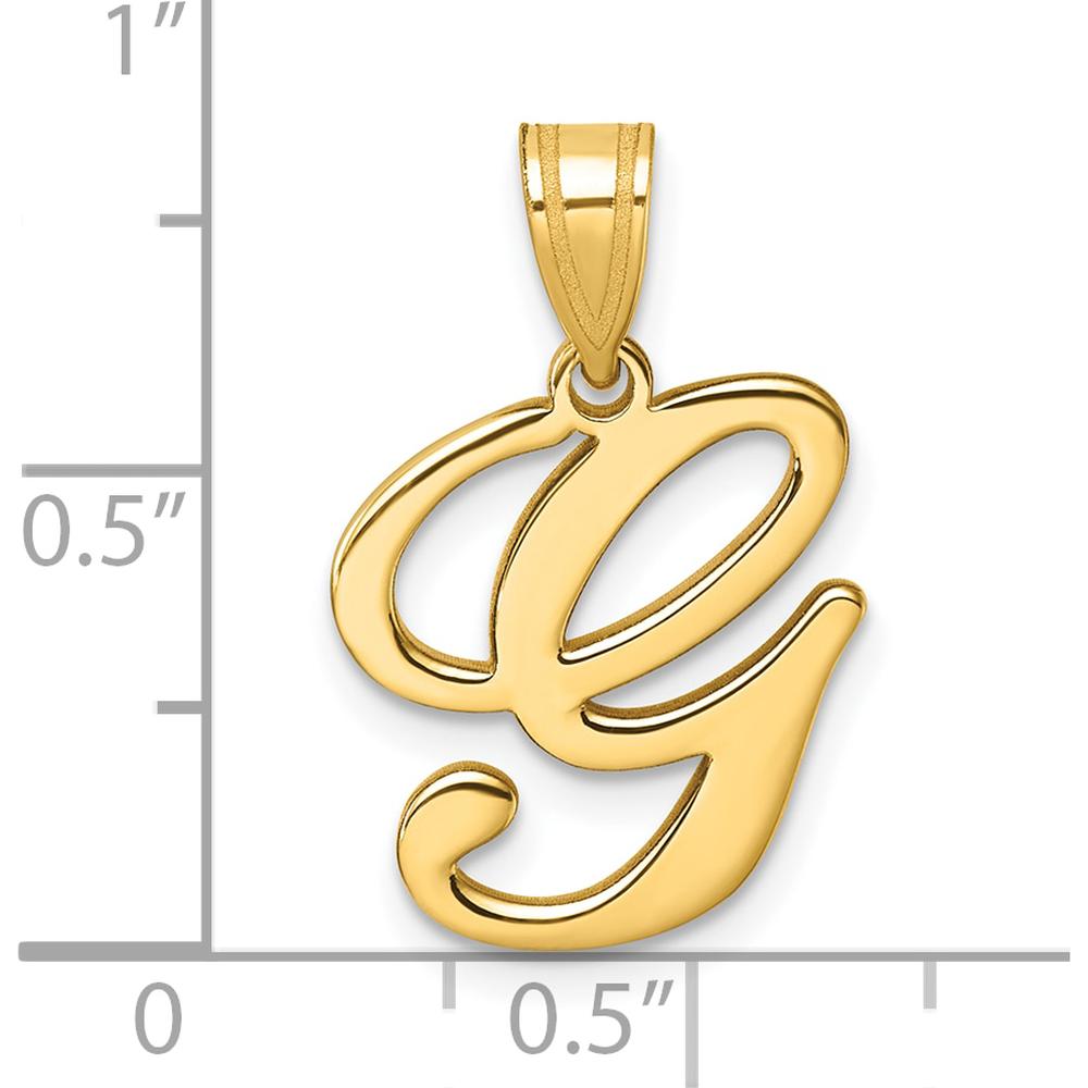 14K Yellow Gold Script Letter G Initial Pendant - Personalized Charm by Oro Pregiato