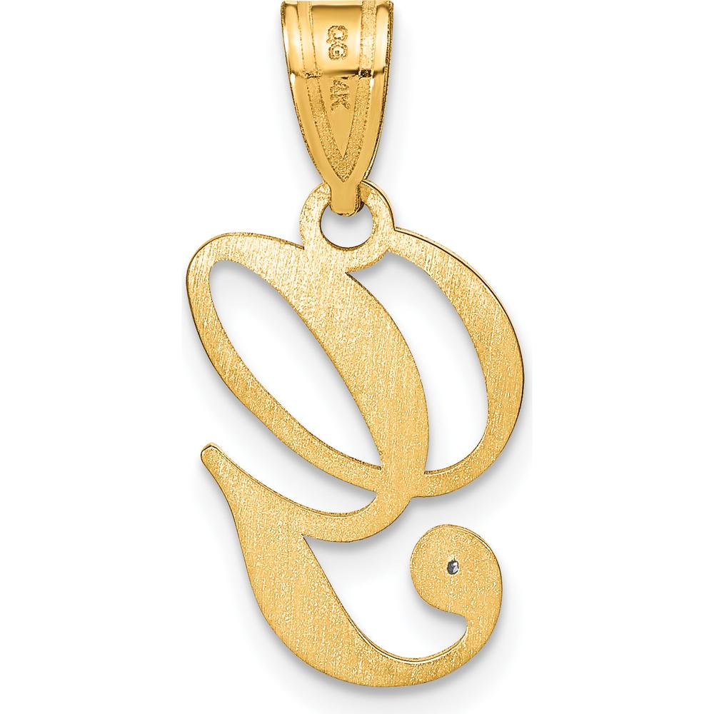 14K Yellow Gold Script Letter G Initial Pendant with Round Diamond - 0.01 Carat Diamond Weight by Oro Pregiato