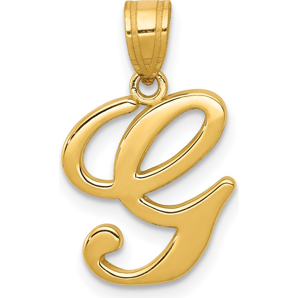 14K Yellow Gold Script Letter G Initial Pendant by Oro Pregiato