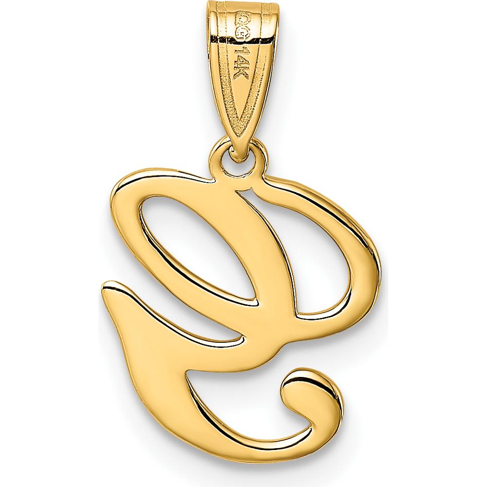 14K Yellow Gold Script Letter G Initial Pendant by Oro Pregiato