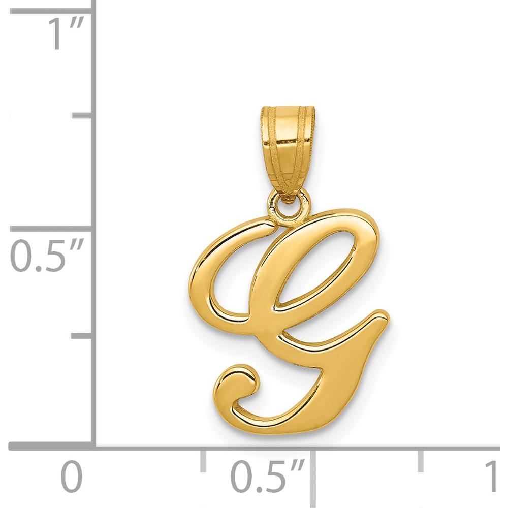 14K Yellow Gold Script Letter G Initial Pendant by Oro Pregiato
