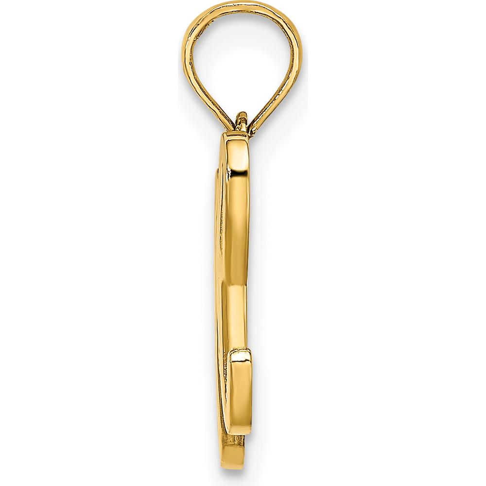 14K Yellow Gold Script Letter H Initial Pendant - Polished Finish by Oro Pregiato
