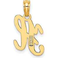 14K Yellow Gold Script Letter H Initial Pendant - Polished Finish by Oro Pregiato
