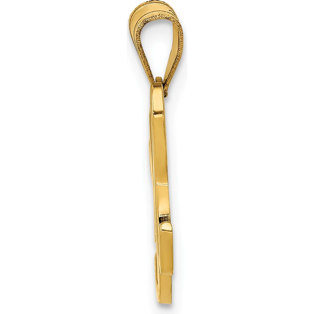 14K Yellow Gold Script Letter H Initial Pendant - Polished Laser-Cut Design by Oro Pregiato