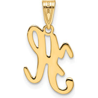 14K Yellow Gold Script Letter H Initial Pendant - Polished Laser-Cut Design by Oro Pregiato