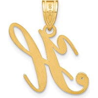 14K Yellow Gold Script Letter H Initial Pendant with Diamond - 0.01 Carat Diamond Weight by Oro Pregiato