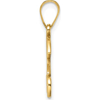 14K Yellow Gold Script Letter H Initial Pendant with Polished and Satin Finish by Oro Pregiato