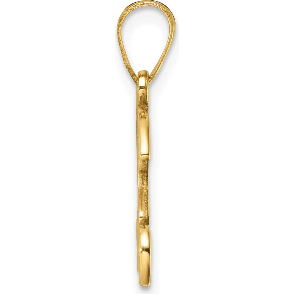 14K Yellow Gold Script Letter H Initial Pendant with Polished and Satin Finish by Oro Pregiato