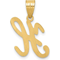 14K Yellow Gold Script Letter H Initial Pendant with Polished and Satin Finish by Oro Pregiato