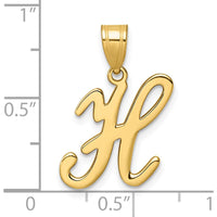 14K Yellow Gold Script Letter H Initial Pendant with Polished and Satin Finish by Oro Pregiato