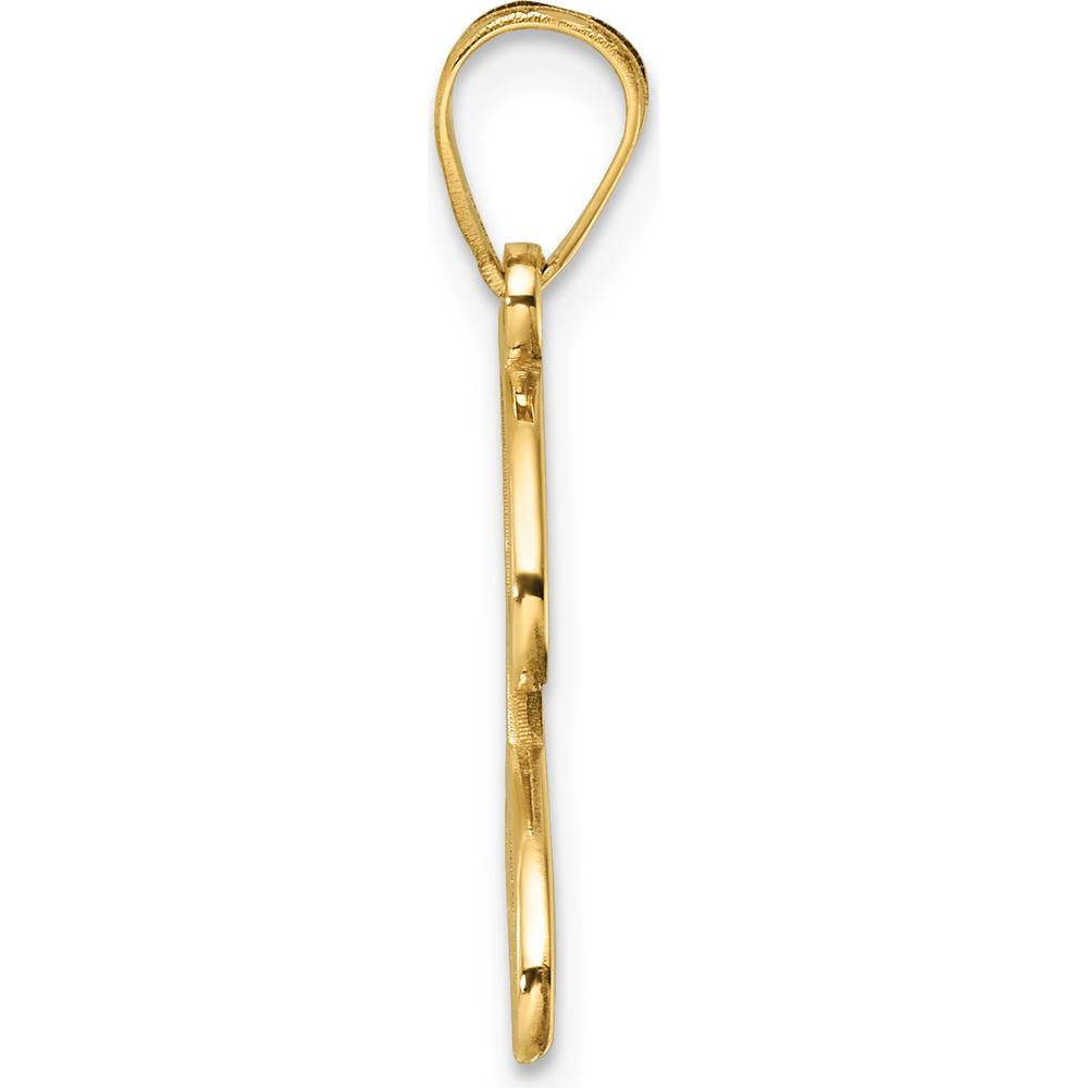 14K Yellow Gold Script Letter J Initial Pendant - Polished Finish by Oro Pregiato