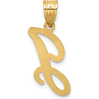 14K Yellow Gold Script Letter J Initial Pendant - Polished Finish by Oro Pregiato