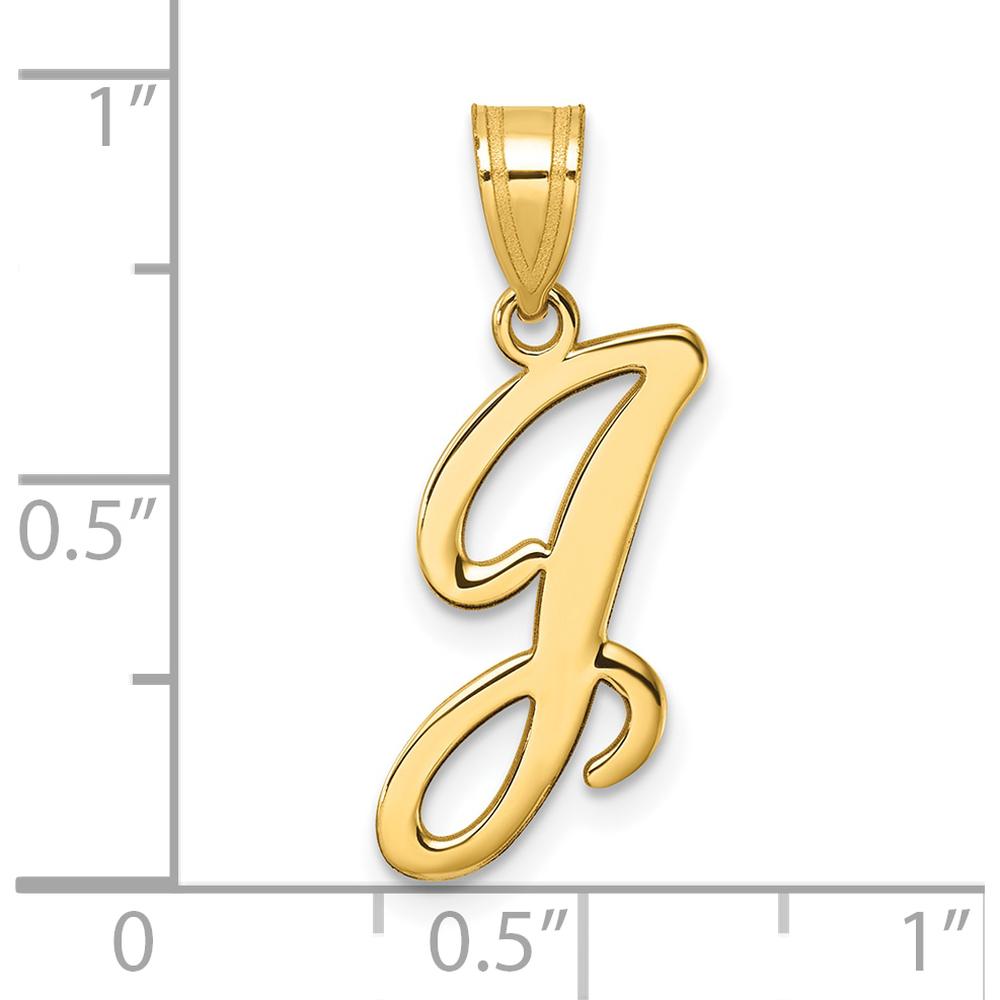 14K Yellow Gold Script Letter J Initial Pendant - Polished Finish by Oro Pregiato
