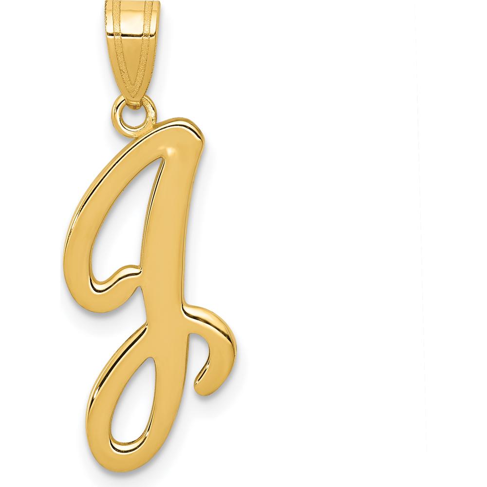 14K Yellow Gold Script Letter J Pendant with Polished Finish - Laser Cut Design by Oro Pregiato