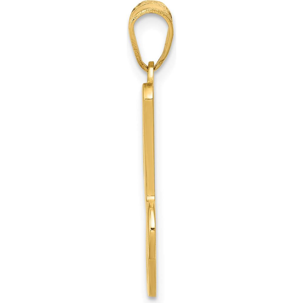 14K Yellow Gold Script Letter J Pendant with Polished Finish - Laser Cut Design by Oro Pregiato
