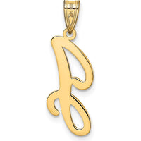 14K Yellow Gold Script Letter J Pendant with Polished Finish - Laser Cut Design by Oro Pregiato