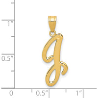 14K Yellow Gold Script Letter J Pendant with Polished Finish - Laser Cut Design by Oro Pregiato