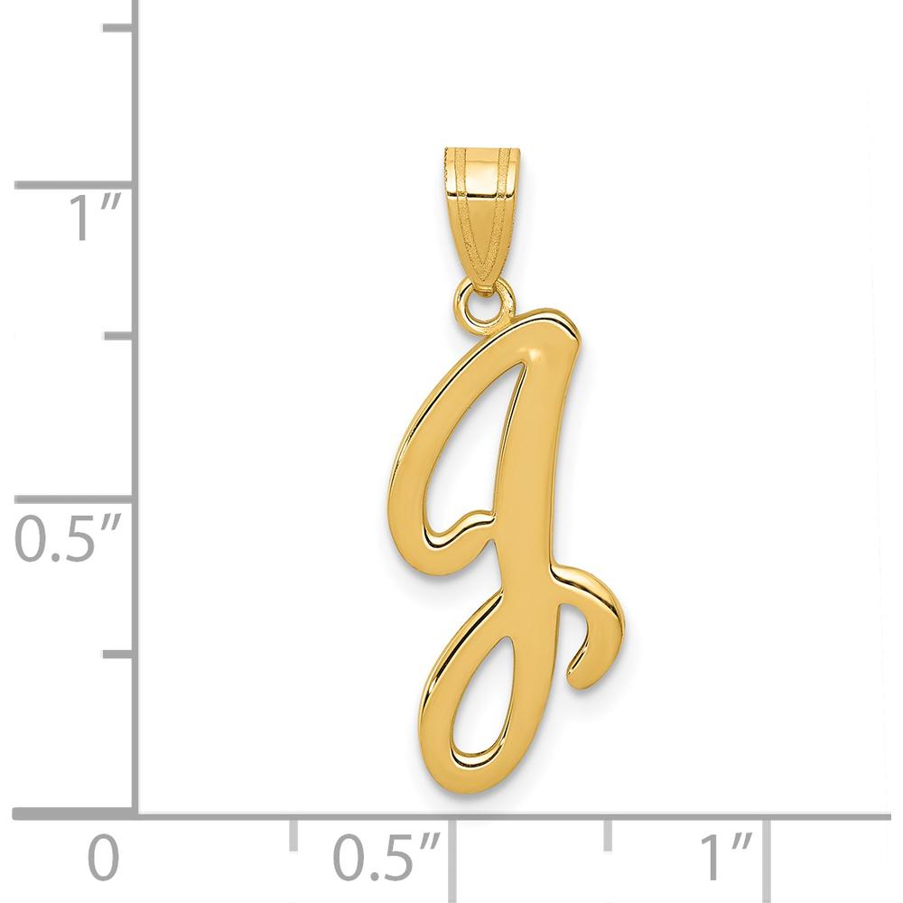 14K Yellow Gold Script Letter J Pendant with Polished Finish - Laser Cut Design by Oro Pregiato