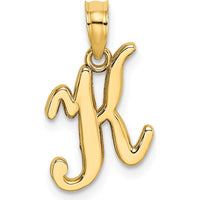 14K Yellow Gold Script Letter K Initial Pendant - 17.5mm Length by Oro Pregiato