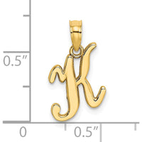 14K Yellow Gold Script Letter K Initial Pendant - 17.5mm Length by Oro Pregiato