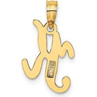 14K Yellow Gold Script Letter K Initial Pendant - 17.5mm Length by Oro Pregiato