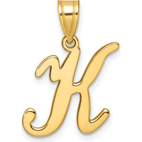 14K Yellow Gold Script Letter K Initial Pendant - Polished Finish with Satin Back by Oro Pregiato