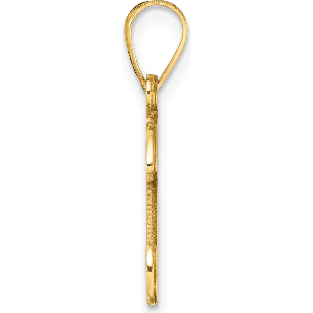 14K Yellow Gold Script Letter K Initial Pendant - Polished Finish with Satin Back by Oro Pregiato