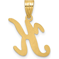 14K Yellow Gold Script Letter K Initial Pendant - Polished Finish with Satin Back by Oro Pregiato
