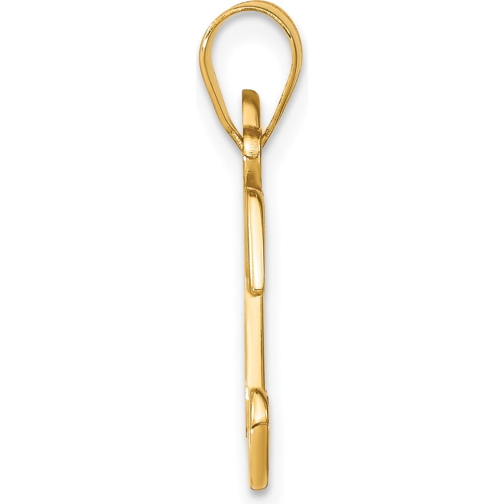14K Yellow Gold Script Letter K Initial Pendant with Round Diamond - 0.01 Carat Diamond Weight by Oro Pregiato