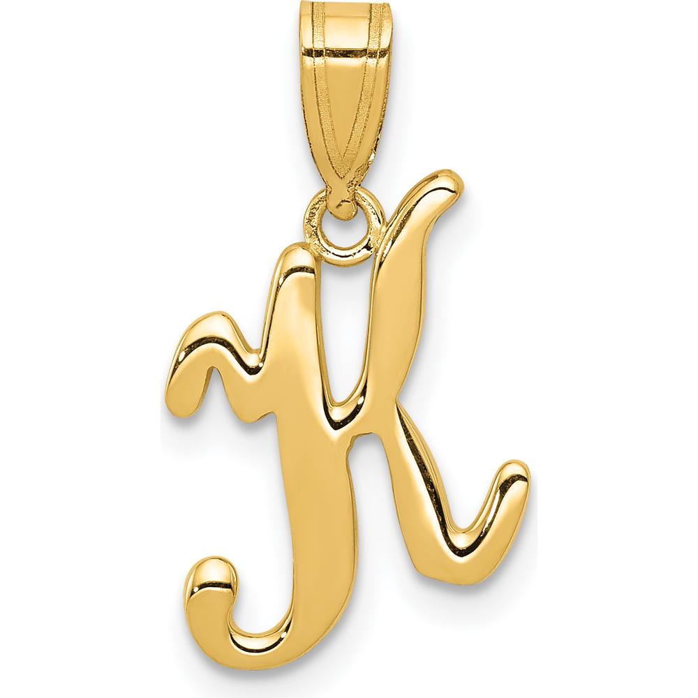 14K Yellow Gold Script Letter "K" Initial Pendant by Oro Pregiato