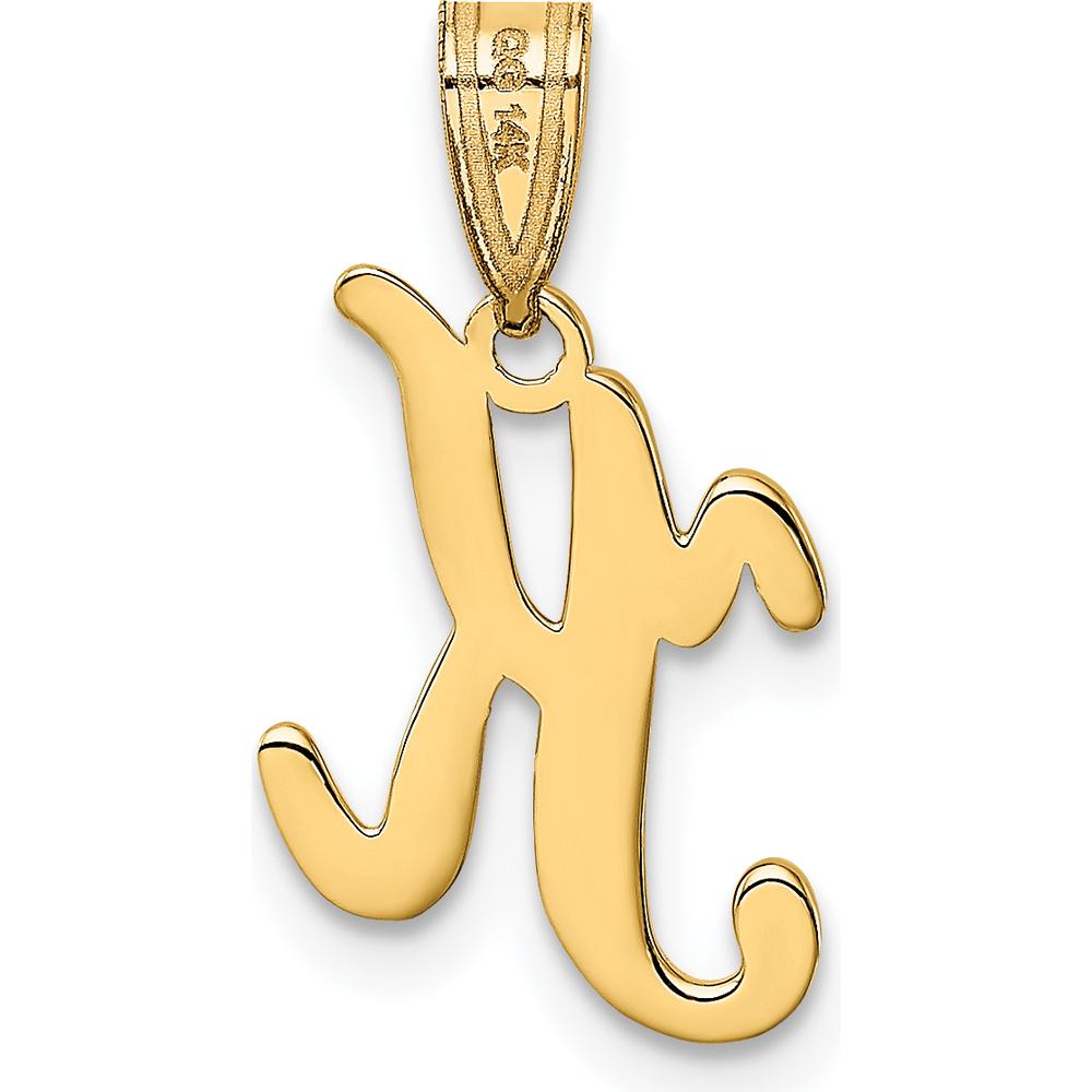 14K Yellow Gold Script Letter "K" Initial Pendant by Oro Pregiato
