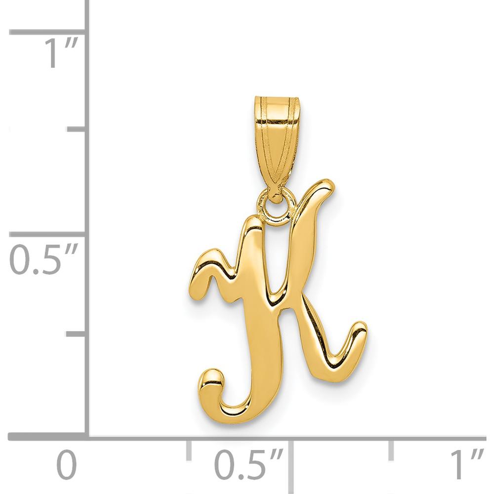 14K Yellow Gold Script Letter "K" Initial Pendant by Oro Pregiato