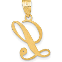 14K Yellow Gold Script Letter L Initial Pendant with Diamond - 0.01 Carat Total Diamond Weight by Oro Pregiato