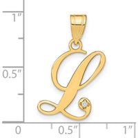 14K Yellow Gold Script Letter L Initial Pendant with Diamond - 0.01 Carat Total Diamond Weight by Oro Pregiato