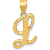 14K Yellow Gold Script Letter L Initial Pendant by Oro Pregiato