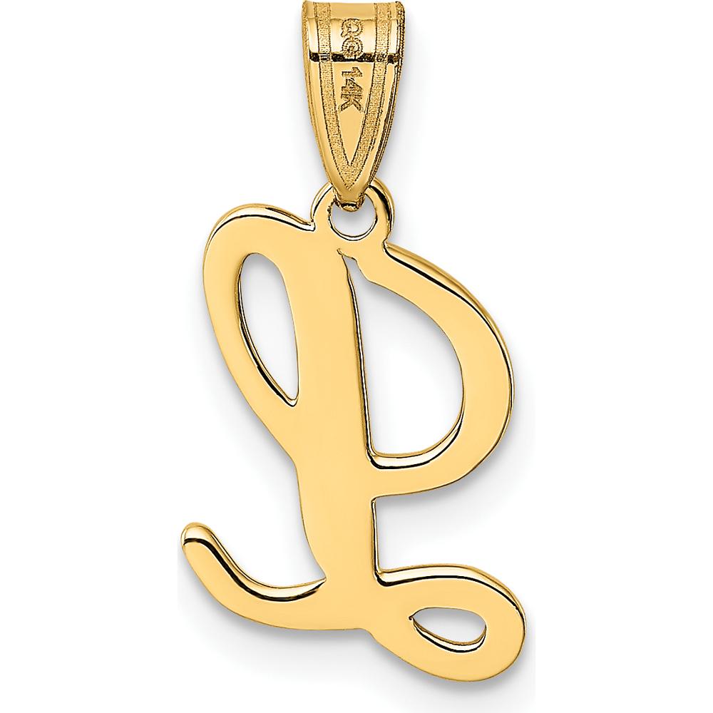 14K Yellow Gold Script Letter L Initial Pendant by Oro Pregiato