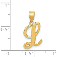 14K Yellow Gold Script Letter L Initial Pendant by Oro Pregiato