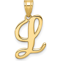 14K Yellow Gold Script Letter L Pendant - Elegant Personalized Jewelry by Oro Pregiato