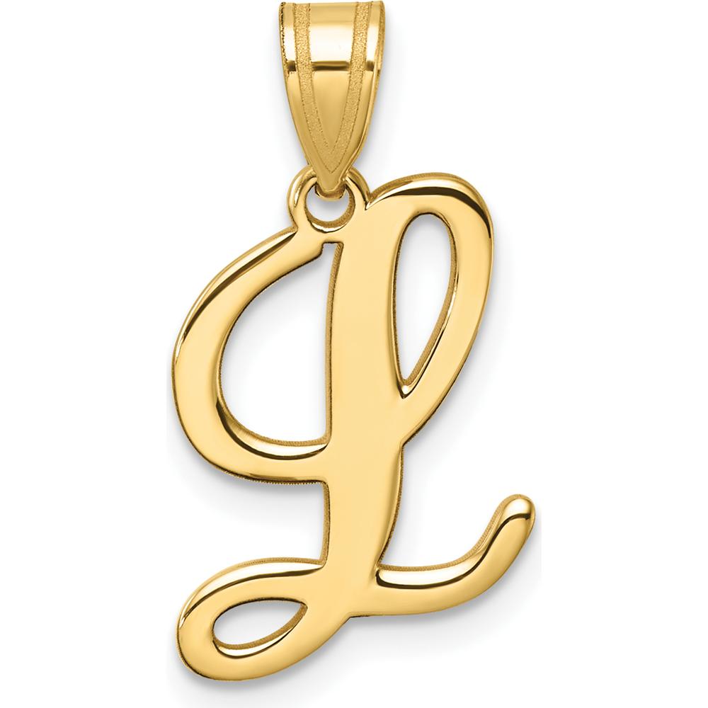14K Yellow Gold Script Letter L Pendant - Elegant Personalized Jewelry by Oro Pregiato
